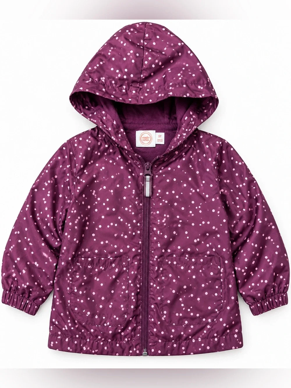Wonder Nation Girls Size 5T Purple Polka Dot Hooded Jacket